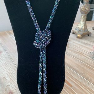 Christian Siriano Iridescent Black Bead Rope Necklace - NEW